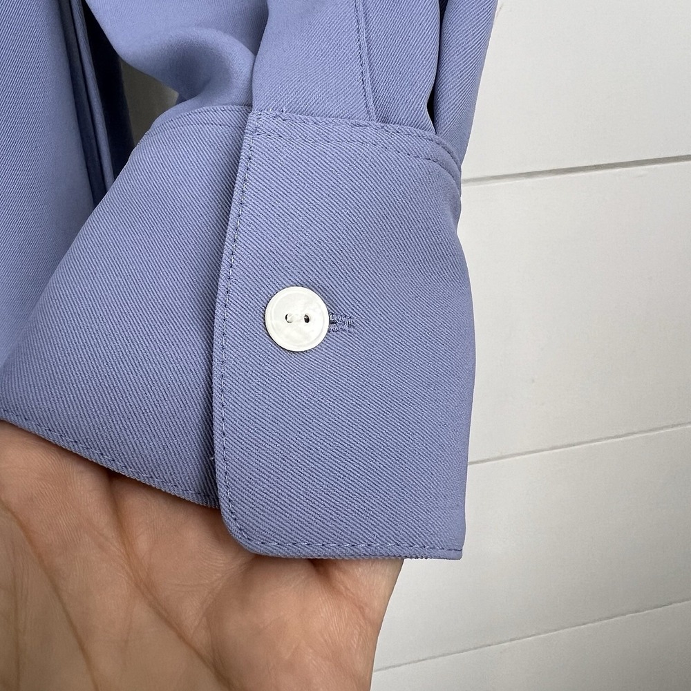 NEW Theory Drawstring Matte Twill Dress Women 6 Blue Midi Long Sleeve - Picture 11 of 13